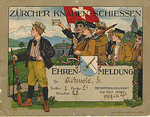 925 Knabenschiessen certificate of participation. Target shooting is one of the most popular sports in Switzerland.